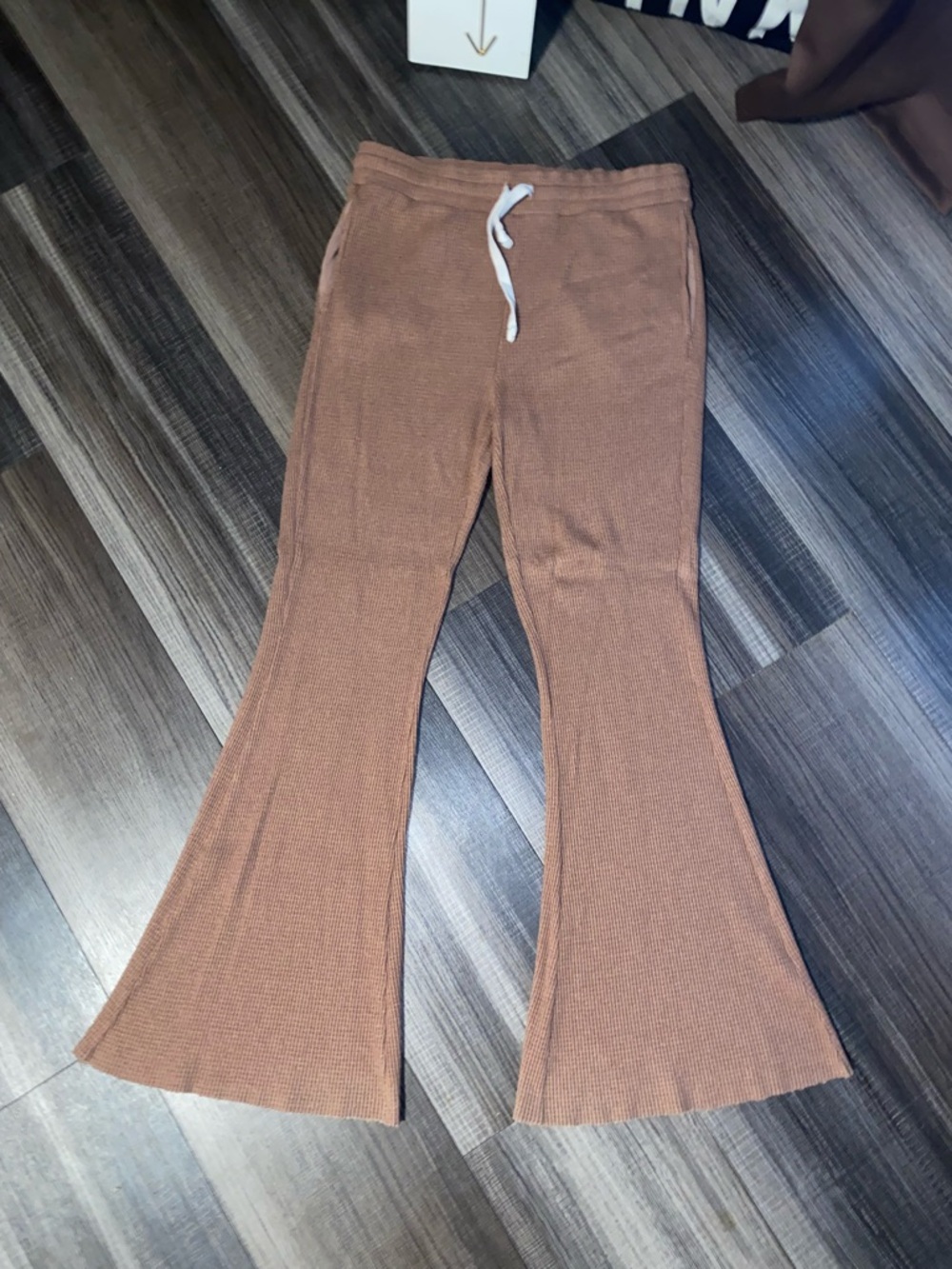 American Eagle Brown Knit Flared Sweatpants - Picture 6 of 9